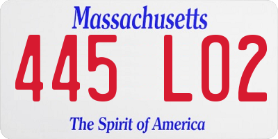 MA license plate 445LO2
