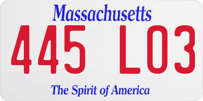 MA license plate 445LO3