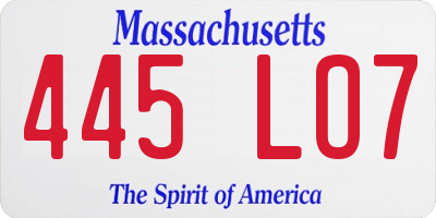 MA license plate 445LO7