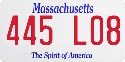 MA license plate 445LO8