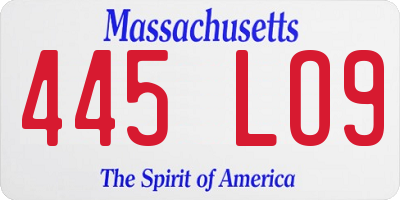 MA license plate 445LO9
