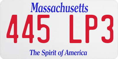 MA license plate 445LP3