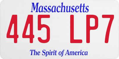 MA license plate 445LP7