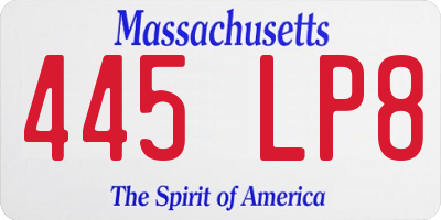 MA license plate 445LP8