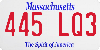 MA license plate 445LQ3