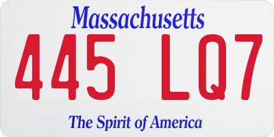MA license plate 445LQ7
