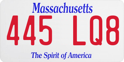 MA license plate 445LQ8