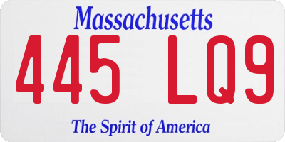 MA license plate 445LQ9