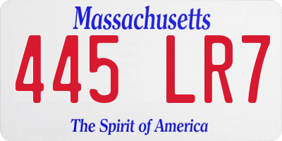 MA license plate 445LR7