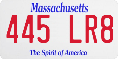 MA license plate 445LR8