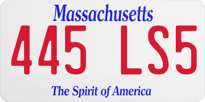 MA license plate 445LS5
