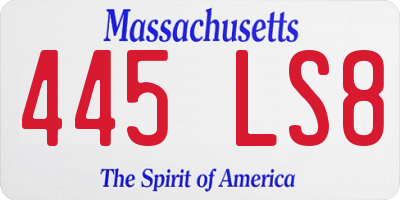 MA license plate 445LS8