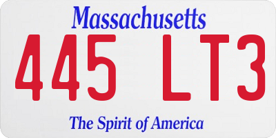 MA license plate 445LT3