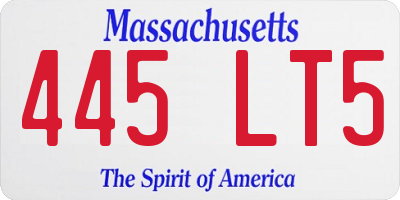 MA license plate 445LT5