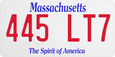 MA license plate 445LT7
