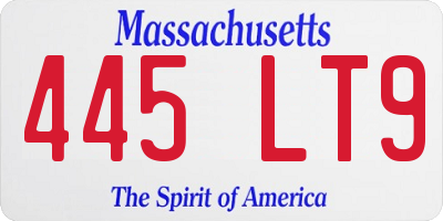 MA license plate 445LT9