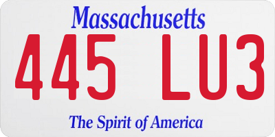 MA license plate 445LU3