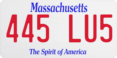 MA license plate 445LU5