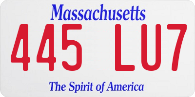 MA license plate 445LU7