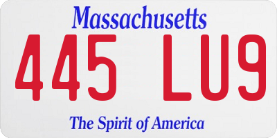 MA license plate 445LU9