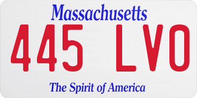 MA license plate 445LV0