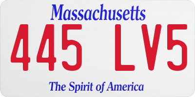 MA license plate 445LV5