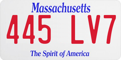 MA license plate 445LV7