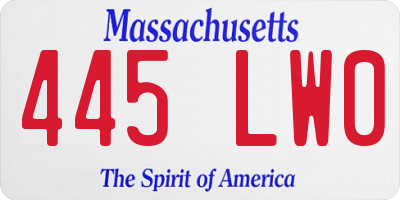 MA license plate 445LW0