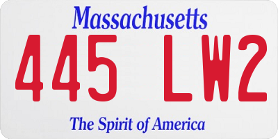 MA license plate 445LW2