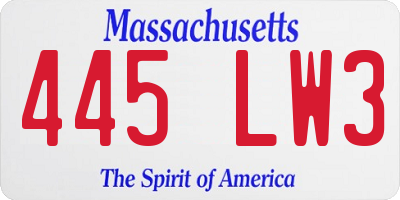 MA license plate 445LW3