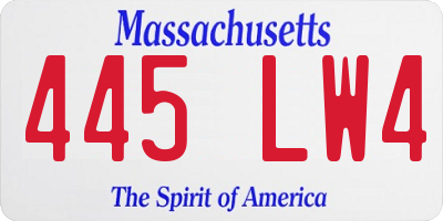 MA license plate 445LW4