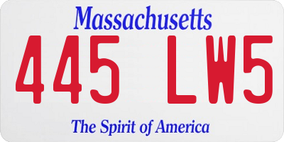 MA license plate 445LW5