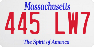 MA license plate 445LW7