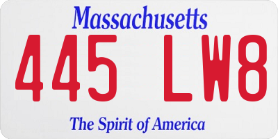 MA license plate 445LW8