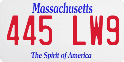 MA license plate 445LW9