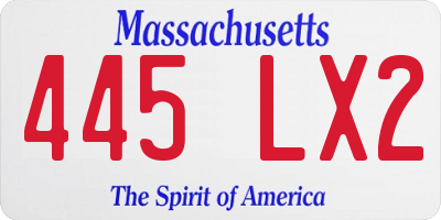 MA license plate 445LX2