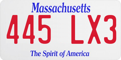 MA license plate 445LX3