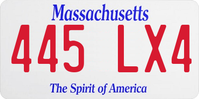 MA license plate 445LX4