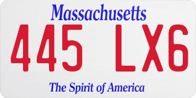 MA license plate 445LX6