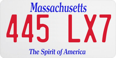 MA license plate 445LX7