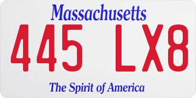 MA license plate 445LX8