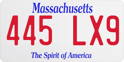 MA license plate 445LX9