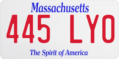 MA license plate 445LY0