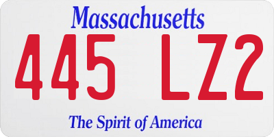 MA license plate 445LZ2