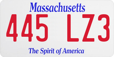 MA license plate 445LZ3