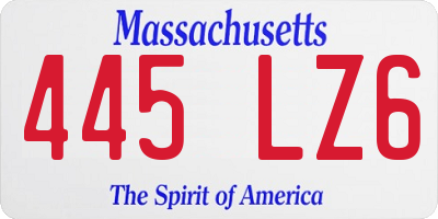 MA license plate 445LZ6