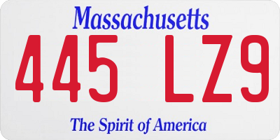 MA license plate 445LZ9