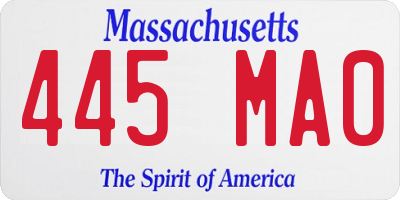MA license plate 445MA0