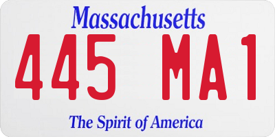 MA license plate 445MA1