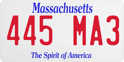 MA license plate 445MA3